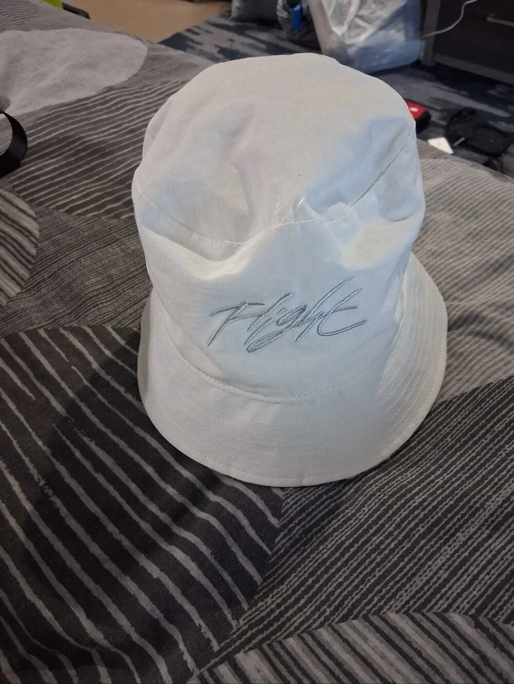 Jordan White Bucket Hat with Black Jumpman Logo